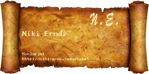 Niki Ernő névjegykártya